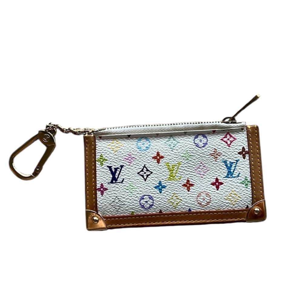 Louis Vuitton Takashi Murakami White Multicolor Key Pouch W/Box & Dust Cover